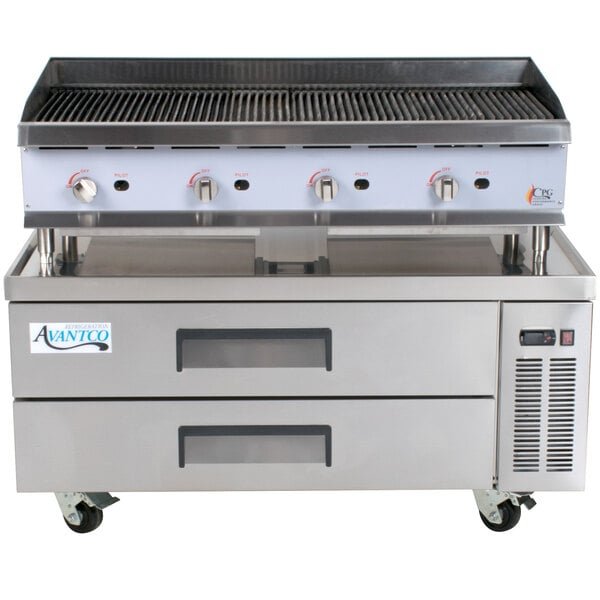 Cooking Performance Group 48CBLRBNL 48" Gas Lava Briquette Charbroiler with 52", 2 Drawer Refrigerated Chef Base - 160,000 BTU 3 Cooking Performance Group 48CBLRBNL 48" Gas Lava Briquette Charbroiler with 52", 2 Drawer Refrigerated Chef Base - 160,000 BTU - Image 3