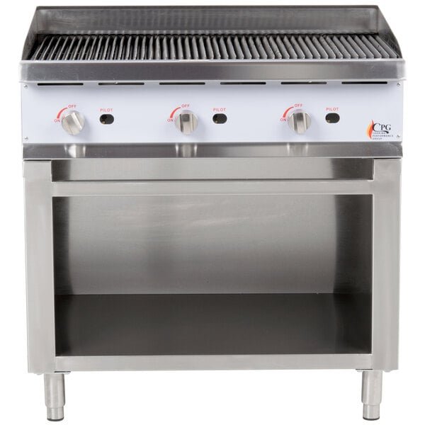 Cooking Performance Group 36CBRSBNL 36" Gas Radiant Charbroiler with Cabinet Base - 120,000 BTU 2 Cooking Performance Group 36CBRSBNL 36" Gas Radiant Charbroiler with Cabinet Base - 120,000 BTU - Image 2