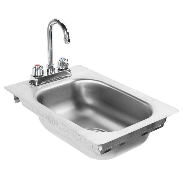 Eagle Group SR10-14-5-1 One Compartment Stainless Steel Drop-In Sink with Deck Mount Faucet and Gooseneck Nozzle - 10" x 14" x 5" Bowl 1 Eagle Group SR10-14-5-1 One Compartment Stainless Steel Drop-In Sink with Deck Mount Faucet and Gooseneck Nozzle - 10" x 14" x 5" Bowl