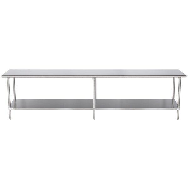 Advance Tabco MS-3012 30" x 144" 16 Gauge Stainless Steel Commercial Work Table with Stainless Steel Undershelf 1 Advance Tabco MS-3012 30" x 144" 16 Gauge Stainless Steel Commercial Work Table with Stainless Steel Undershelf
