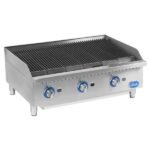 Globe GCB36G-RK 36" Gas Lava Rock Charbroiler - 120,000 BTU