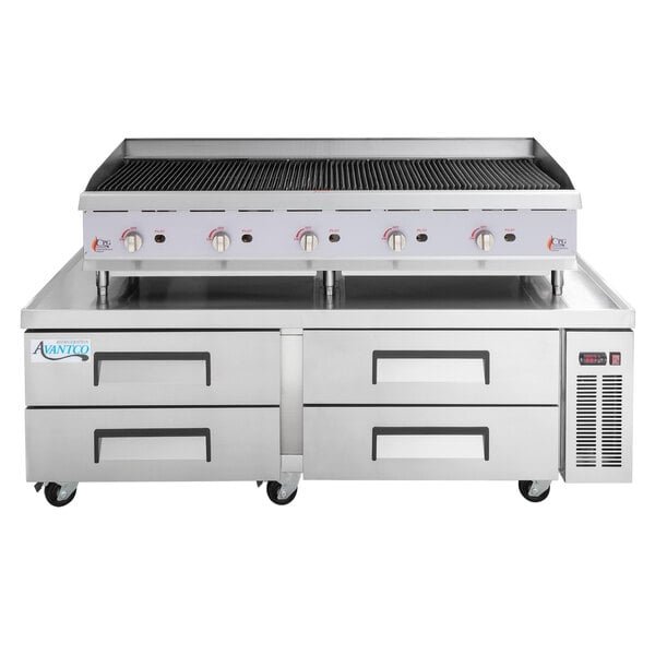 Cooking Performance Group 60CBRRBNL 60" Gas Radiant Charbroiler with 72", 4 Drawer Refrigerated Chef Base - 200,000 BTU 2 Cooking Performance Group 60CBRRBNL 60" Gas Radiant Charbroiler with 72", 4 Drawer Refrigerated Chef Base - 200,000 BTU - Image 2