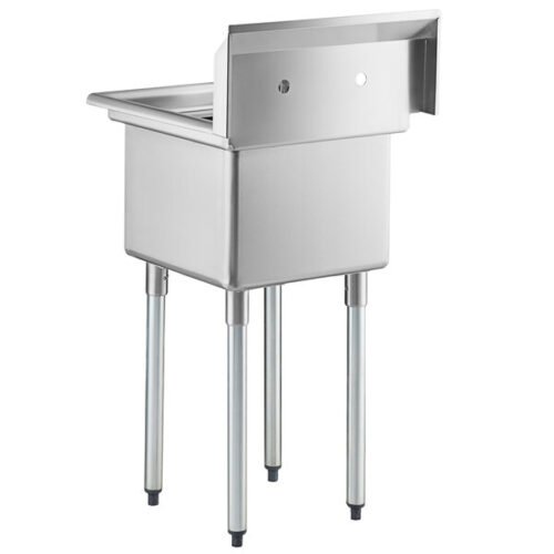 Regency 22" 16-Gauge Stainless Steel One Compartment Commercial Sink with Galvanized Steel Legs and without Drainboard - 17" x 17" x 12" Bowl