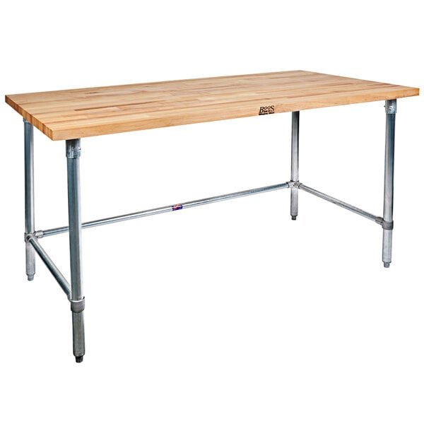 John Boos & Co. HNB12 Wood Top Work Table with Galvanized Base - 30" x 120" 1 John Boos & Co. HNB12 Wood Top Work Table with Galvanized Base - 30" x 120"
