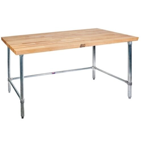John Boos & Co. TNB09 Wood Top Work Table with Stainless Steel Base - 30" x 60"