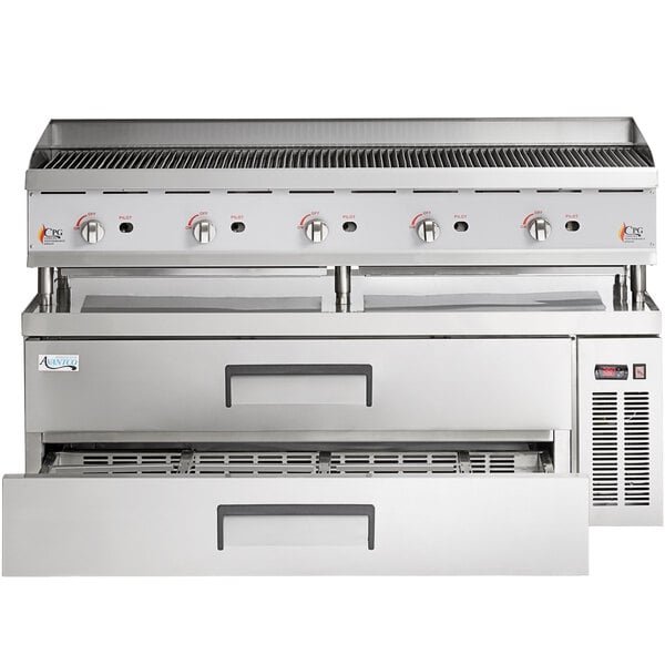 Cooking Performance Group CBL60-NG(CPG) 60" Gas Lava Briquette Charbroiler and 60", 2 Drawer Refrigerated Chef Base - 200,000 BTU 5 Cooking Performance Group CBL60-NG(CPG) 60" Gas Lava Briquette Charbroiler and 60", 2 Drawer Refrigerated Chef Base - 200,000 BTU - Image 5