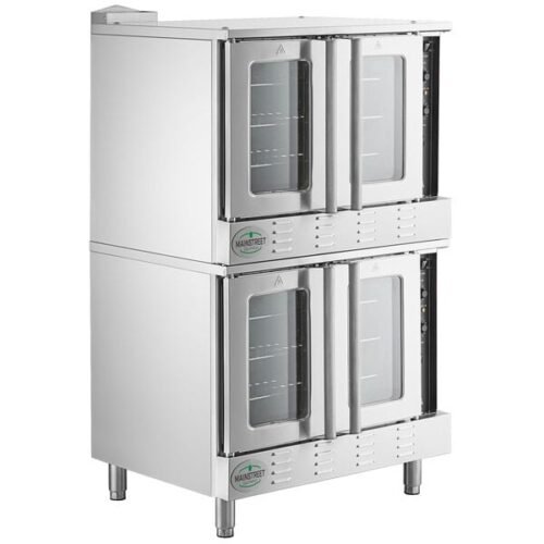 MainStreet Equipment CG2-NK Double Deck Full Size Natural Gas Convection Oven with Legs - 108,000 BTU