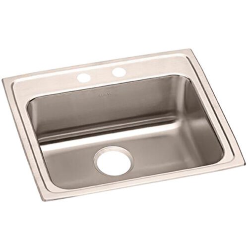 Zurn Elkay LRAD2219552 Lusterstone Classic Single Bowl ADA Drop-In Sink with Two Faucet Holes - 18" x 14" x 5 3/8" Bowl