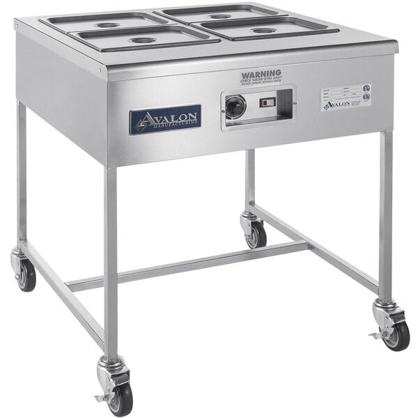 Avalon Manufacturing HI24-4-S 26" x 30" Stainless Steel Hot Icing Station with (4) 8 Qt. Icing Pans 1 Avalon Manufacturing HI24-4-S 26" x 30" Stainless Steel Hot Icing Station with (4) 8 Qt. Icing Pans