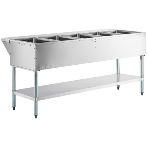 ServIt EST-5WS Five Pan Sealed Well Electric Steam Table with Adjustable Undershelf - 208/240V, 3750W