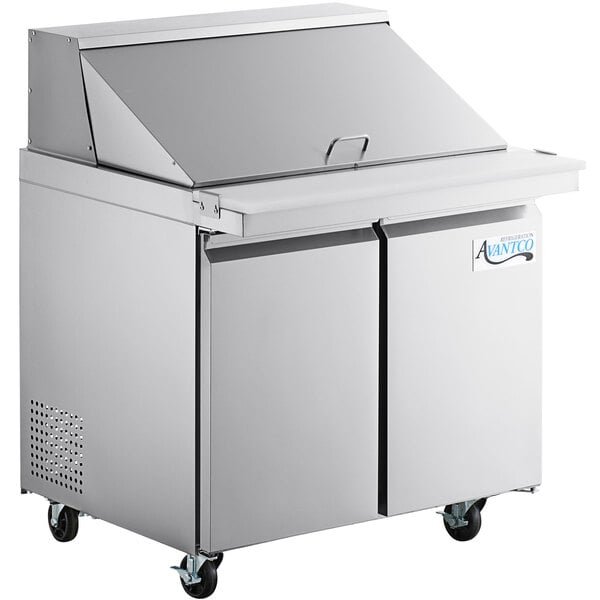 Avantco SS-PT-36M-HC 36" 2 Door Mega Top Stainless Steel Refrigerated Sandwich Prep Table 1 Avantco SS-PT-36M-HC 36" 2 Door Mega Top Stainless Steel Refrigerated Sandwich Prep Table