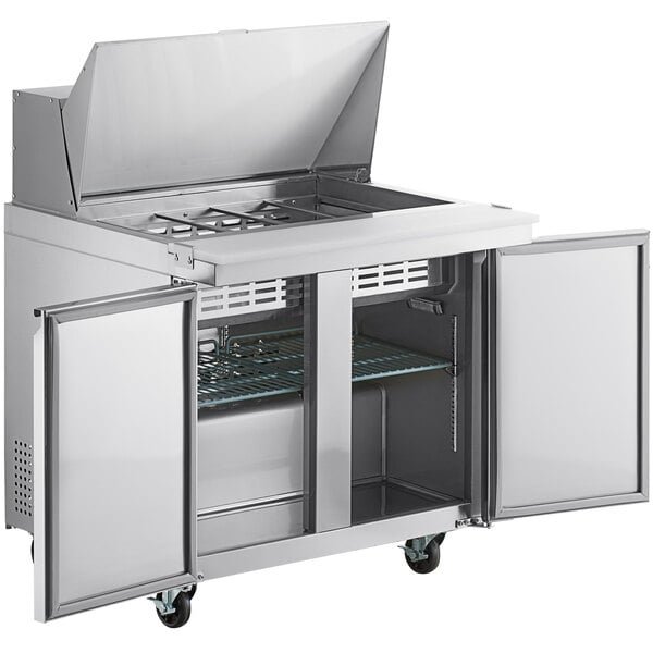 Avantco SS-PT-36M-HC 36" 2 Door Mega Top Stainless Steel Refrigerated Sandwich Prep Table 4 Avantco SS-PT-36M-HC 36" 2 Door Mega Top Stainless Steel Refrigerated Sandwich Prep Table