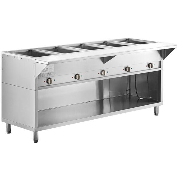 ServIt Five Pan Sealed Well Electric Steam Table with Partially Enclosed Base - 208/240V, 3750W 1 ServIt Five Pan Sealed Well Electric Steam Table with Partially Enclosed Base - 208/240V, 3750W
