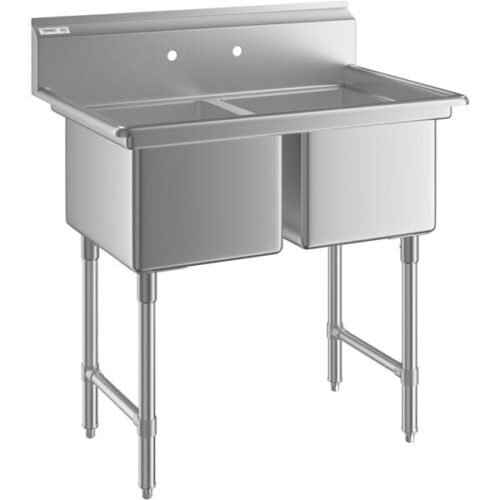 Regency 39" Two Compartment Commercial Sink with Stainless Steel Legs and Cross Bracing