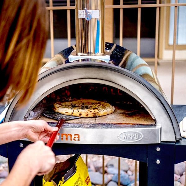 WPPO WKK-01S-WS-Black Karma 25 Black Stainless Steel Wood Fire Outdoor Pizza Oven with Mobile Stand 3 WPPO WKK-01S-WS-Black Karma 25 Black Stainless Steel Wood Fire Outdoor Pizza Oven with Mobile Stand - Image 3