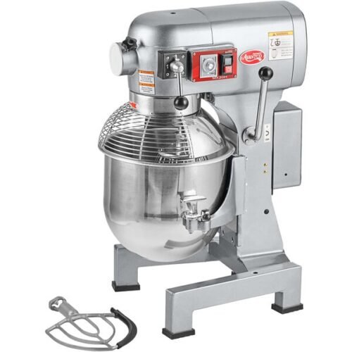 Avantco MX20WFB 20 Qt. Planetary Stand Mixer with Guard, Standard Accessories, & Flexible Silicone Blade Scraper - 120V, 1 1/2 hp