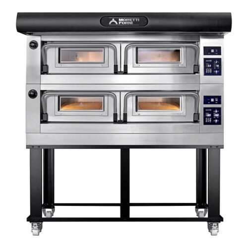 Moretti Forni P120E A Electric Double Deck Oven with Stand and Tray Holder Slides - 208V, 25 3/16"