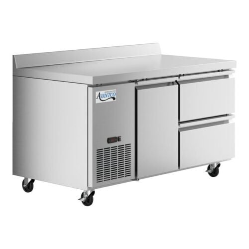 Avantco 60" Stainless Steel Extra Deep Worktop Refrigerator with 3 1/2" Backsplash with 2 Right Drawers and 1 Door