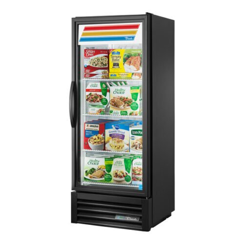 True GDM-12F-HC~TSL01 24 7/8" Black Glass Door Merchandiser Freezer with LED Lighting