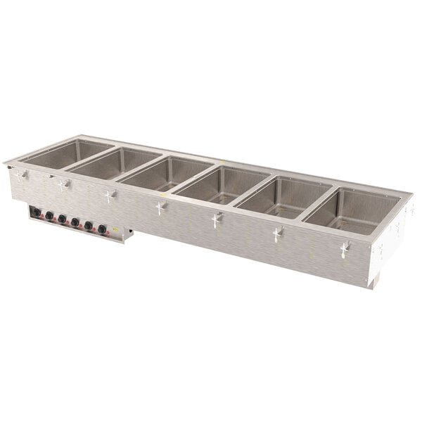 Vollrath 3640970 Modular Drop In Six Compartment Hot Food Well with Thermostatic Controls and Manifold Drain - 208V, 3750W Vollrath 3640970 Modular Drop In Six Compartment Hot Food Well with Thermostatic Controls and Manifold Drain - 208V, 3750W