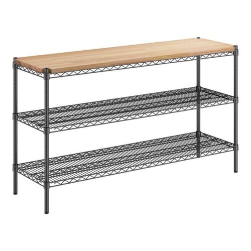 Regency 18" x 60" Black Epoxy 3-Shelf Kit with 34" Posts and Wooden Shelf Insert