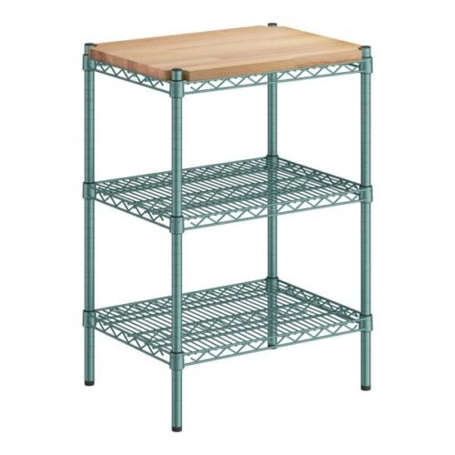 Regency 18" x 24" x 34" Green Epoxy 3-Shelf Kit with Removable Wooden Shelf