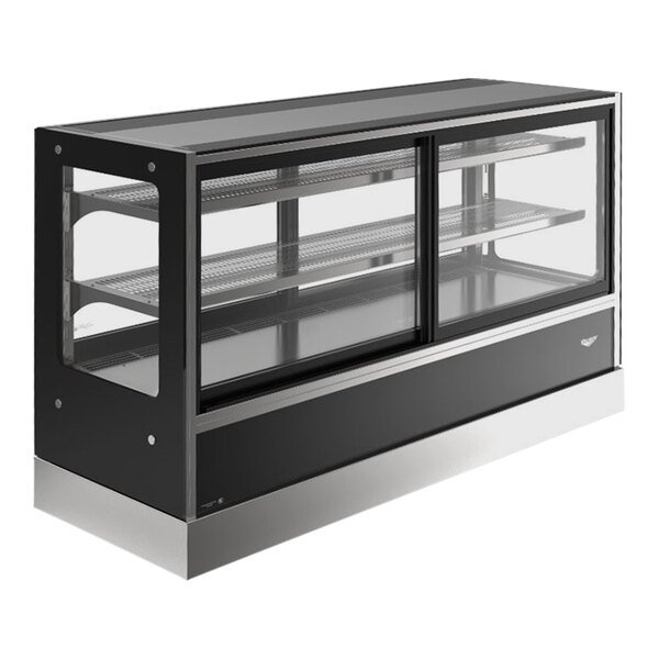 Vollrath RDCCB-60SS 60" Black Cubed Refrigerated Countertop Display Case with Front Access - 120V 1 Vollrath RDCCB-60SS 60" Black Cubed Refrigerated Countertop Display Case with Front Access - 120V