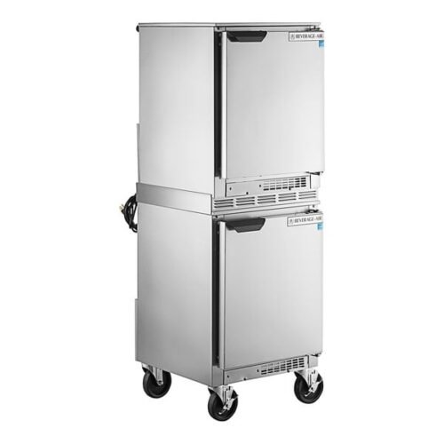 Beverage-Air UCF20HC and UCR20HC Double Stacked 20" Undercounter Freezer and Refrigerator with 6" Casters
