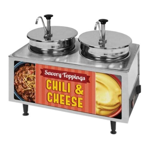 Benchmark USA 51074A Dual 7 Qt. Chili and Cheese Warmer with Pumps - 120V, 1200W