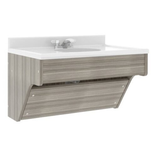 Tot Mate TM8360R.S3322 Shadow Elm Single Laminate Wall Vanity - 31" x 21" x 21 1/2"; Unassembled