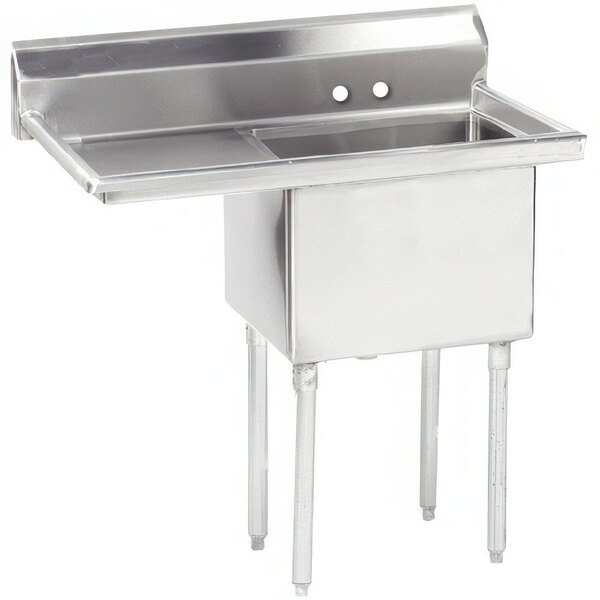 Advance Tabco FE-1-2424-24-X Two Compartment Stainless Steel Commercial Sink with One Drainboard - 52 1/2" - Left Drainboard 1 Advance Tabco FE-1-2424-24-X Two Compartment Stainless Steel Commercial Sink with One Drainboard - 52 1/2" - Left Drainboard