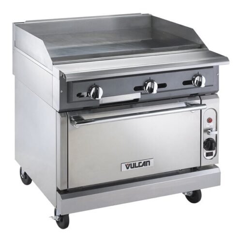 Vulcan VGMT36S-LP V Series 36" Liquid Propane Heavy-Duty Thermostatic Range with Griddle Top and Standard Oven - 140,000 BTU