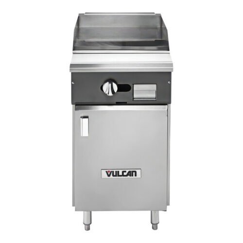 Vulcan VGT18B-LP V Series Liquid Propane 18" Heavy-Duty Thermostatic Range with Griddle Top and Cabinet Base - 30,000 BTU