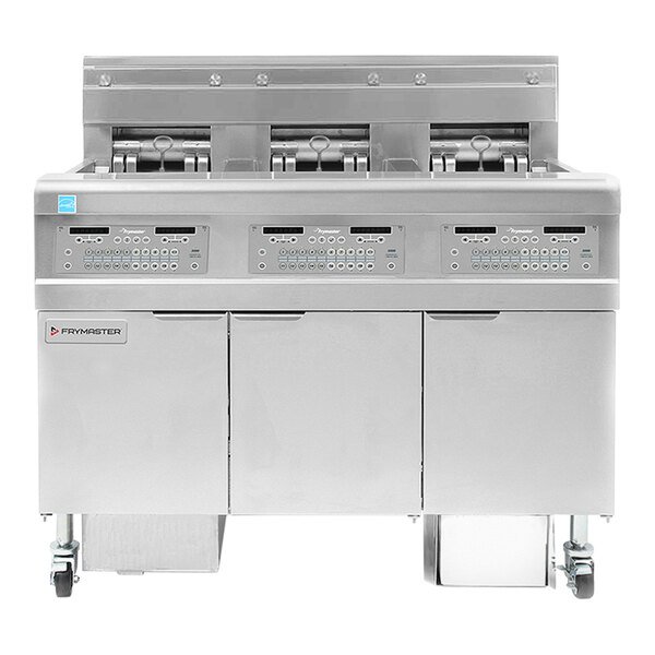 Frymaster FPEL314-2LCA Electric Floor Fryer with Two Full Right Frypots / One Left Split Pot and Automatic Top Off - 480V, 3 Phase, 14 kW 1 Frymaster FPEL314-2LCA Electric Floor Fryer with Two Full Right Frypots / One Left Split Pot and Automatic Top Off - 480V, 3 Phase, 14 kW