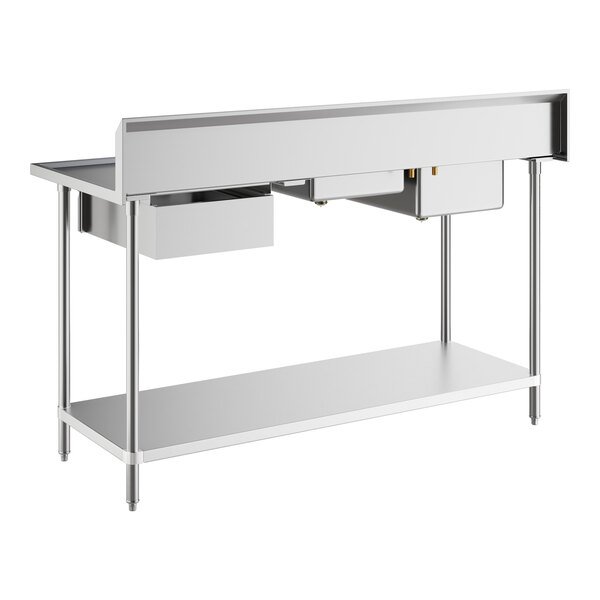 Regency Spec Line 30" x 72" 14 Gauge Stainless Steel Work Table with 2 Sinks - Sinks on Left 3 Regency Spec Line 30" x 72" 14 Gauge Stainless Steel Work Table with 2 Sinks - Sinks on Left - Image 3
