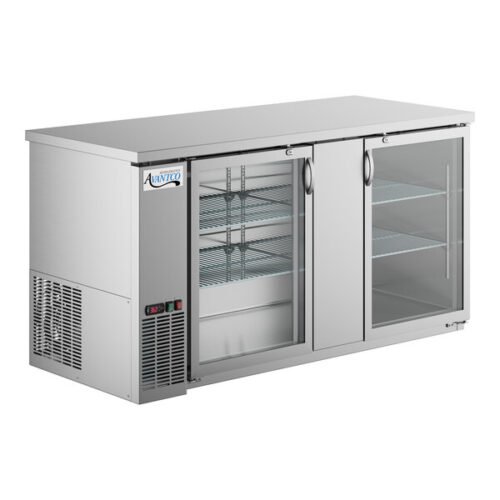 Avantco UBB-3G-HC 69" Stainless Steel Counter Height Glass Door Back Bar Refrigerator with LED Lighting