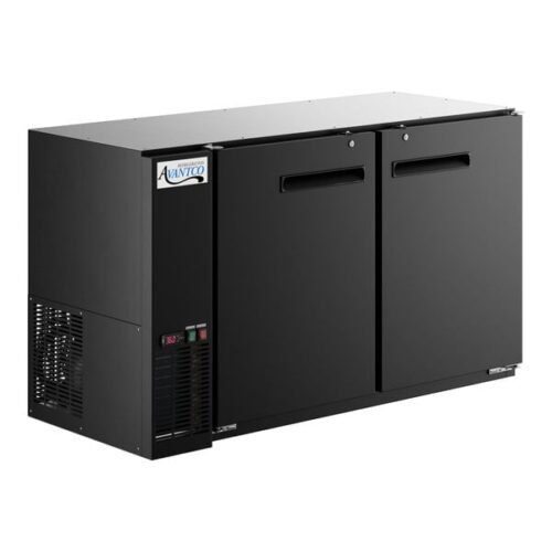 Avantco UBB-60-GT 60" Black Underbar Height Narrow Solid Door Back Bar Refrigerator with Galvanized Top and LED Lighting