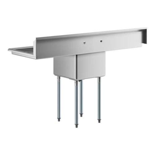 Regency 66" 16 Gauge Stainless Steel One Compartment Commercial Sink with Galvanized Steel Legs and 2 Drainboards - 18" x 18" x 14" Bowl