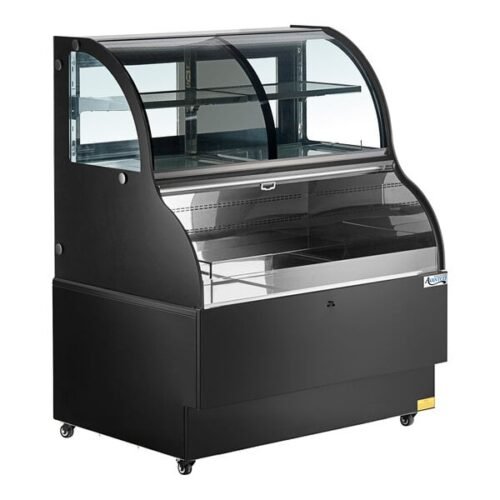 Avantco CAC-48 47 3/16" Black Curved Dual Service Refrigerated Air Curtain Merchandiser - 115V
