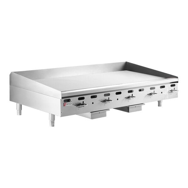 Wolf by Vulcan AGM60-NAT Natural Gas 60" Heavy-Duty Gas Countertop Griddle with Manual Controls - 135,000 BTU 1 Wolf by Vulcan AGM60-NAT Natural Gas 60" Heavy-Duty Gas Countertop Griddle with Manual Controls - 135,000 BTU