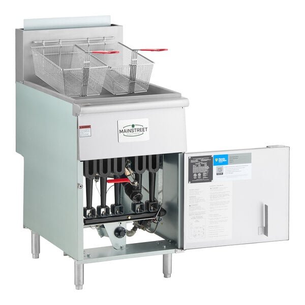 MainStreet Equipment Natural Gas 70-100 lb. Stainless Steel Floor Fryer - 150,000 BTU 4 MainStreet Equipment Natural Gas 70-100 lb. Stainless Steel Floor Fryer - 150,000 BTU - Image 4