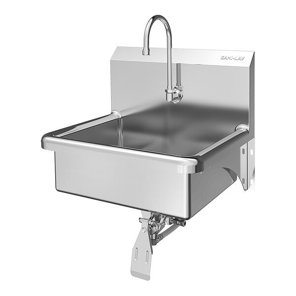Sani-Lav 7051-0.5 20" x 17 1/2" Wall-Mounted Hands-Free Sink with 1 Knee-Operated 0.5 GPM Faucet 1 Sani-Lav 7051-0.5 20" x 17 1/2" Wall-Mounted Hands-Free Sink with 1 Knee-Operated 0.5 GPM Faucet