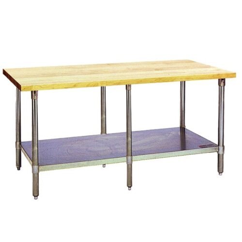 Eagle Group MT3096S Wood Top Work Table with Stainless Steel Base and Undershelf - 30" x 96"