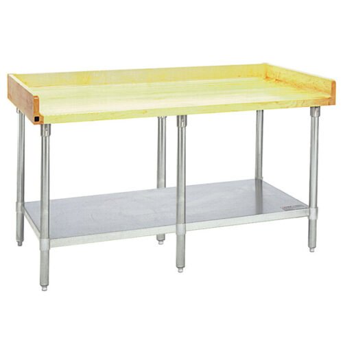 Eagle Group MT3096S-BS Wood Top Work Table with Stainless Steel Undershelf and 4" Backsplash - 30" x 96"