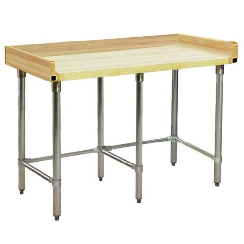 Eagle Group MT3096ST-BS Wood Top Work Table with Stainless Steel Base and 4" Backsplash - 30" x 96"