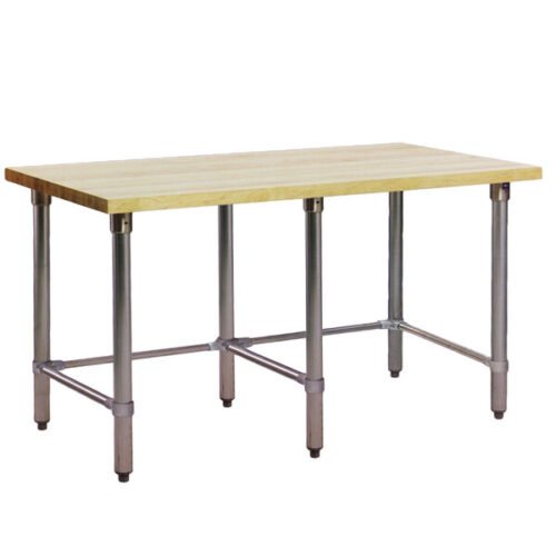 Eagle Group MT3096ST Wood Top Work Table with Stainless Steel Base - 30" x 96"