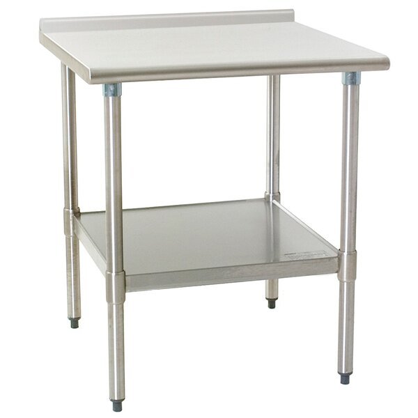 Eagle Group UT3030SEB 30" x 30" Stainless Steel Work Table with Undershelf and 1 1/2" Backsplash 1 Eagle Group UT3030SEB 30" x 30" Stainless Steel Work Table with Undershelf and 1 1/2" Backsplash