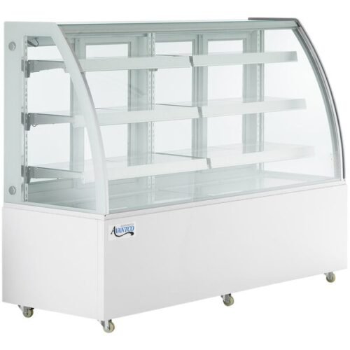 Avantco BCT-72 73" White 3-Shelf Curved Glass Refrigerated Bakery Display Case with LED Lighting
