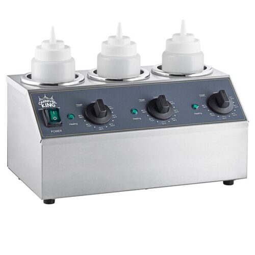 Carnival King Triple 32 oz. Sauce / Topping Bottle Warmer with 6 Squeeze Bottles - 600W, 120V