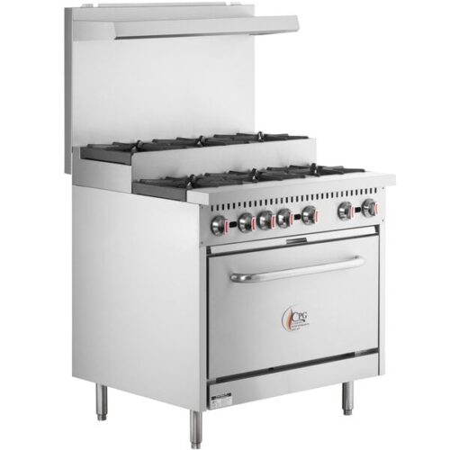 Cooking Performance Group S36-SU-N Gas 6 Burner 36" Step-Up Range with 1 Standard Oven - 210,000 BTU